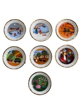VTG Mitterteich Bavaria Barbara Furstenhofer 7 Mini Plates of 4 Seasons Folk Art